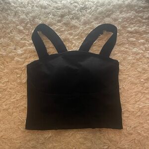 NUX Black Crop Top with Wide Straps